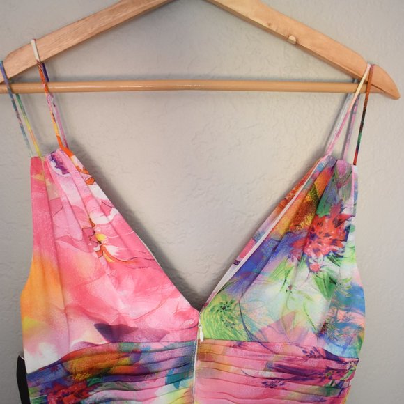 Aidan Mattox V Neck Printed Chiffon Maxi Dress - Picture 9 of 13